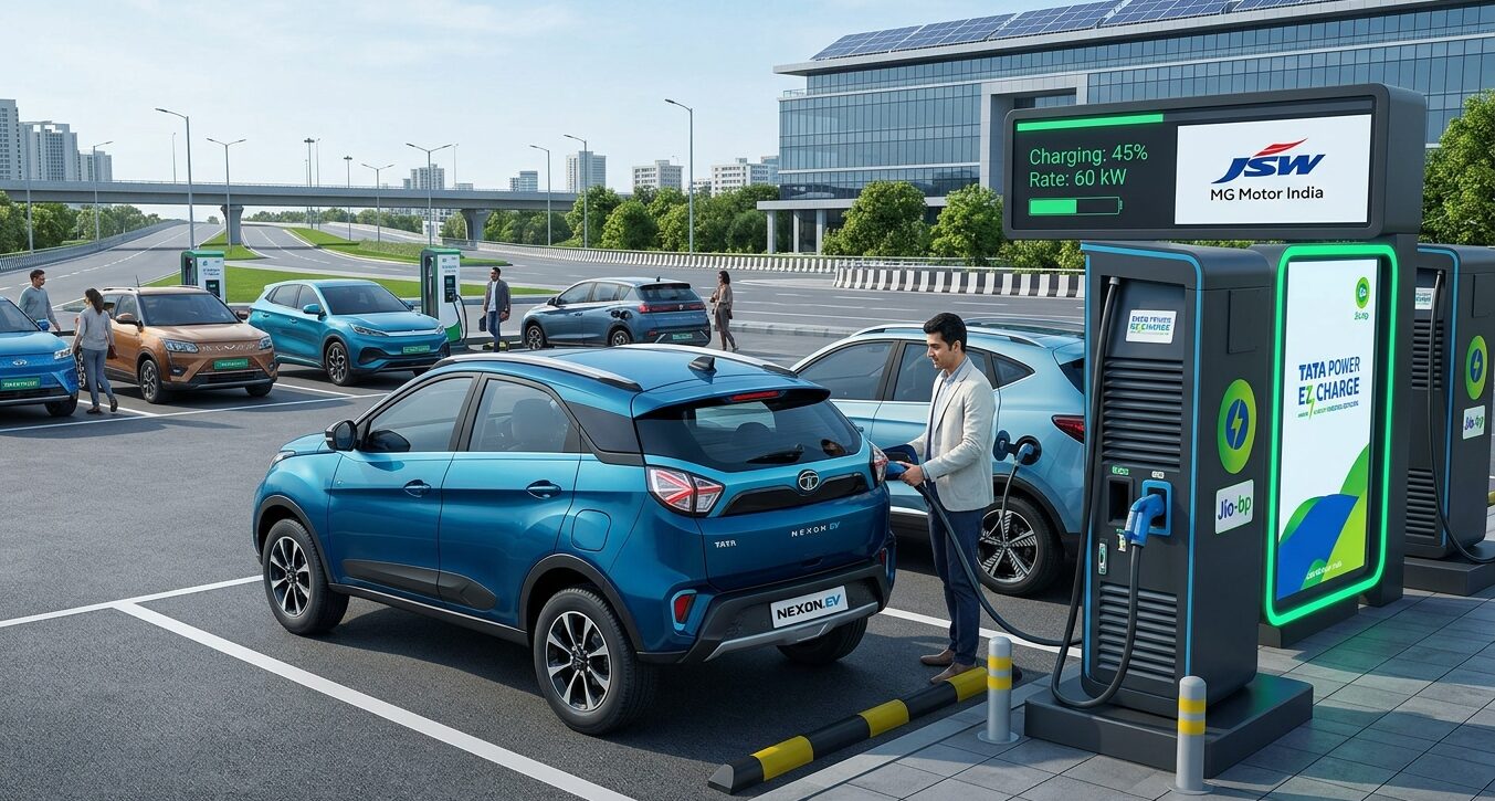 Electric Passenger Car Charging at Fast Station