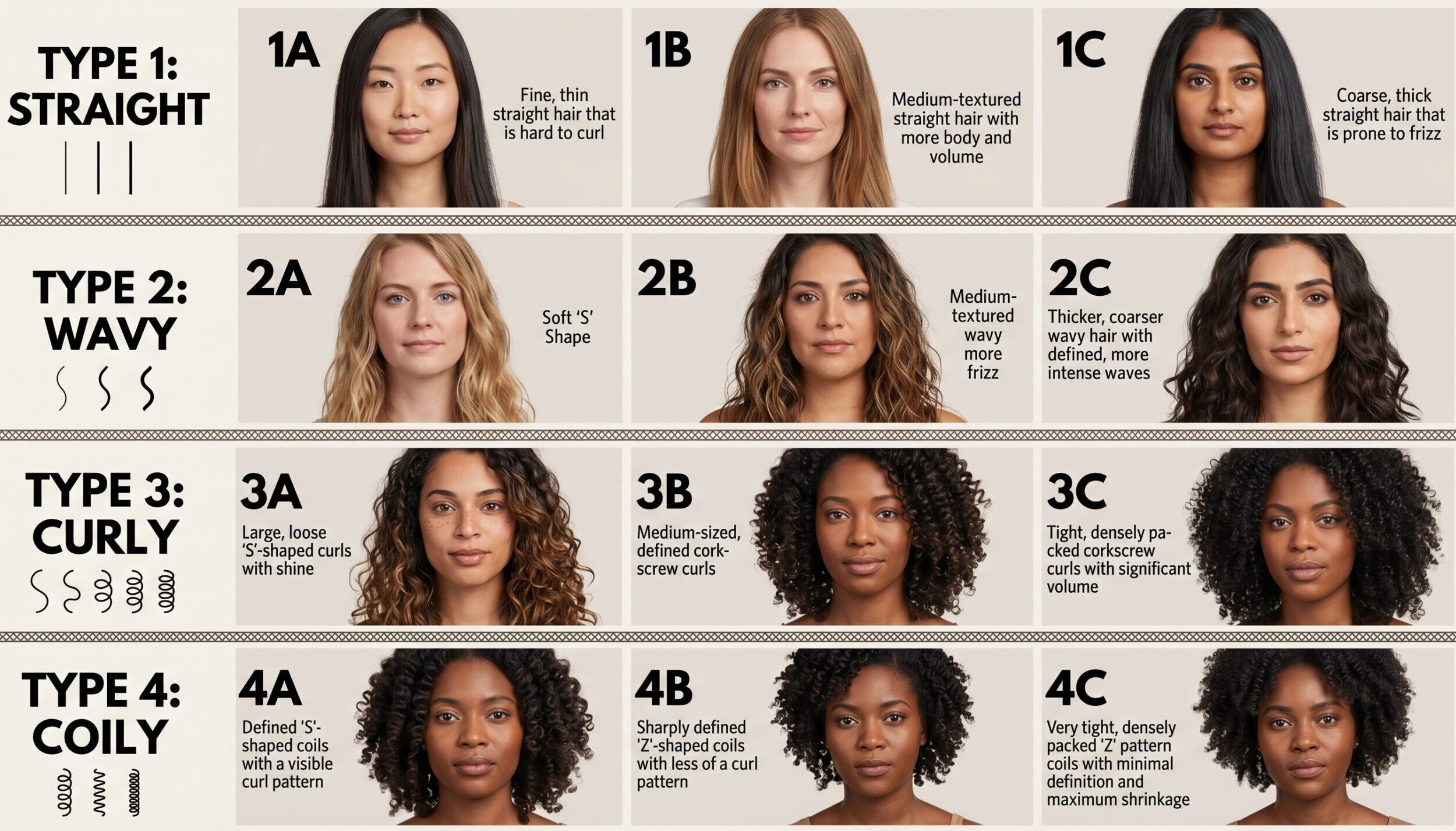 Visual representations of the Andre Walker Hair Typing System