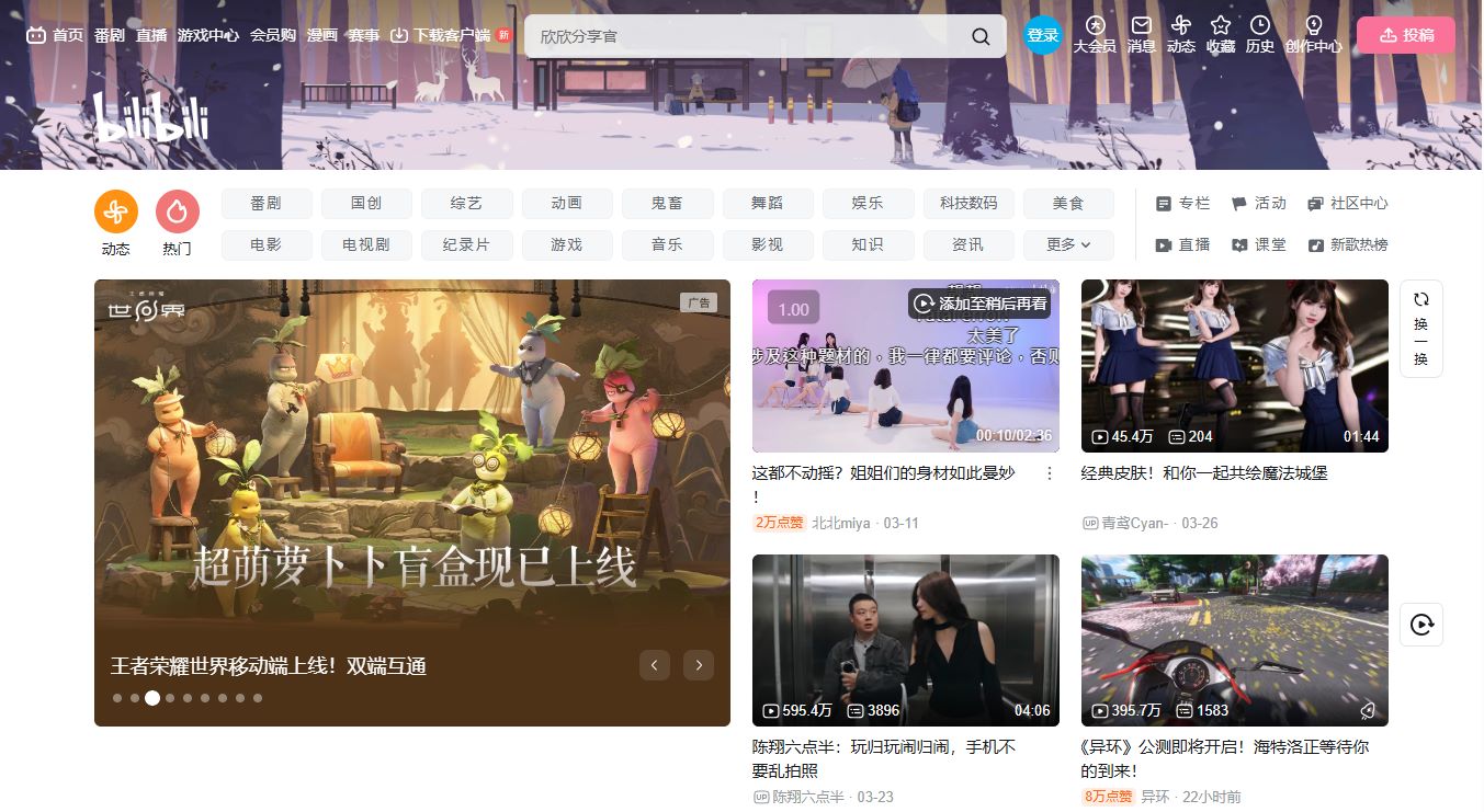 Bilibili Mobile App and Desktop Interface
